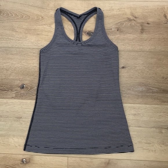 Lululemon White and Black Striped Racerback Tank - Picture 1 of 3